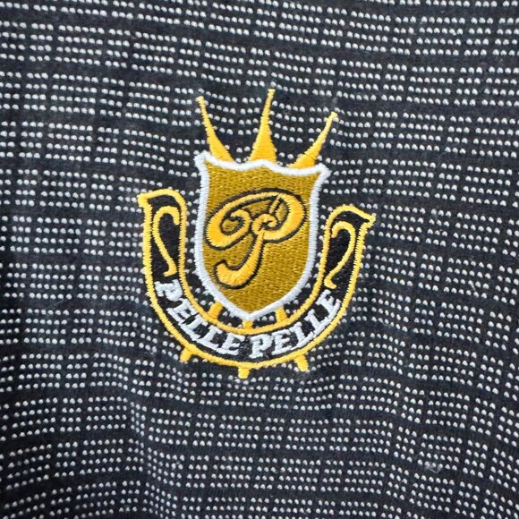 Vintage Pelle Pelle Crest Polo Shirt XXL Black Hip Hop Back Graphic Y2K - Picture 2 of 6